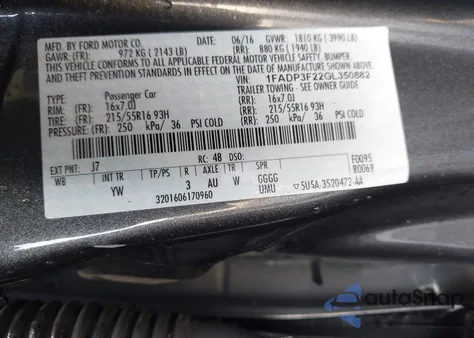 2016 Ford Focus Se from USA, damaged, VIN 1FADP3F22GL350882